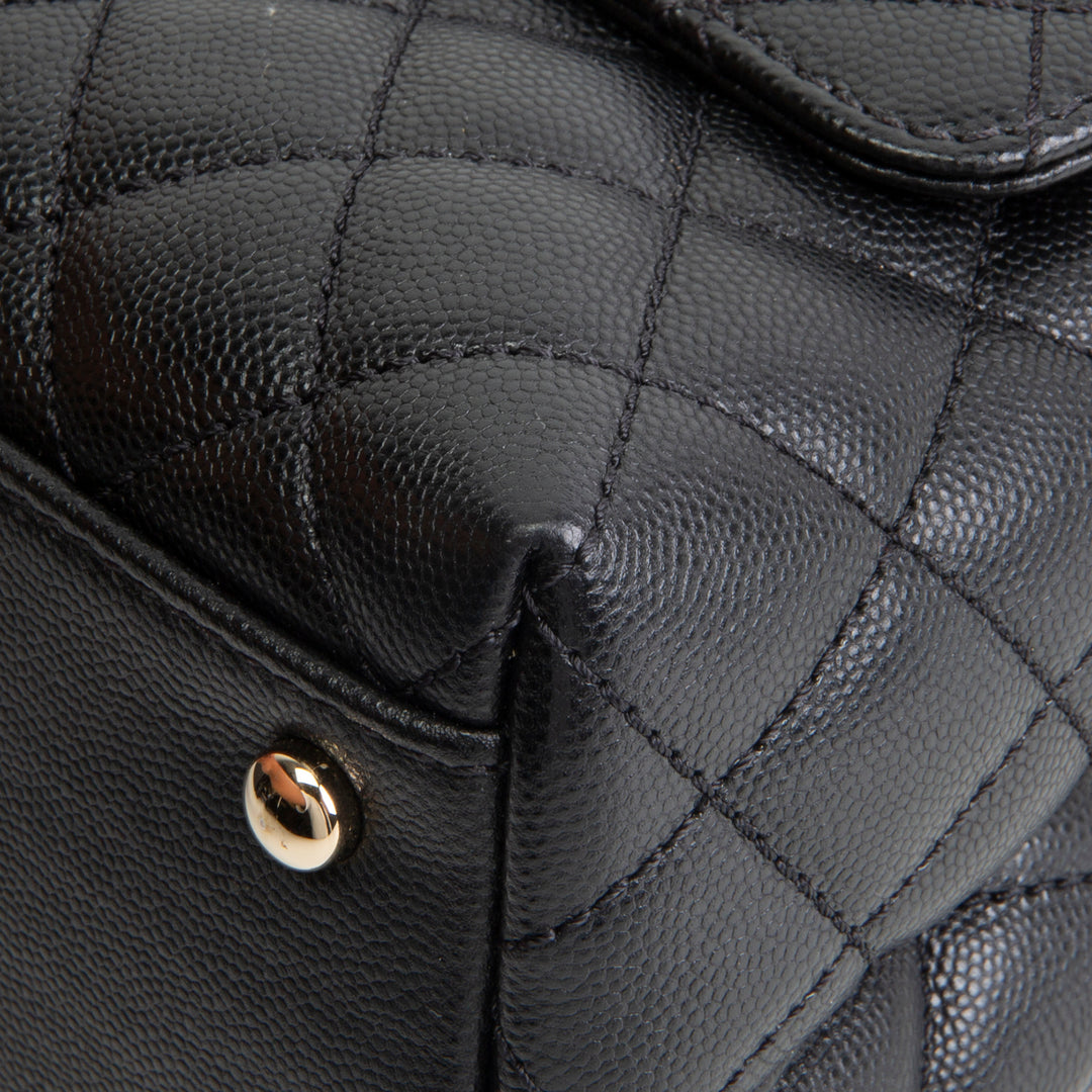 CHANEL Coco Handle Flap - Small Quilted Caviar - Black