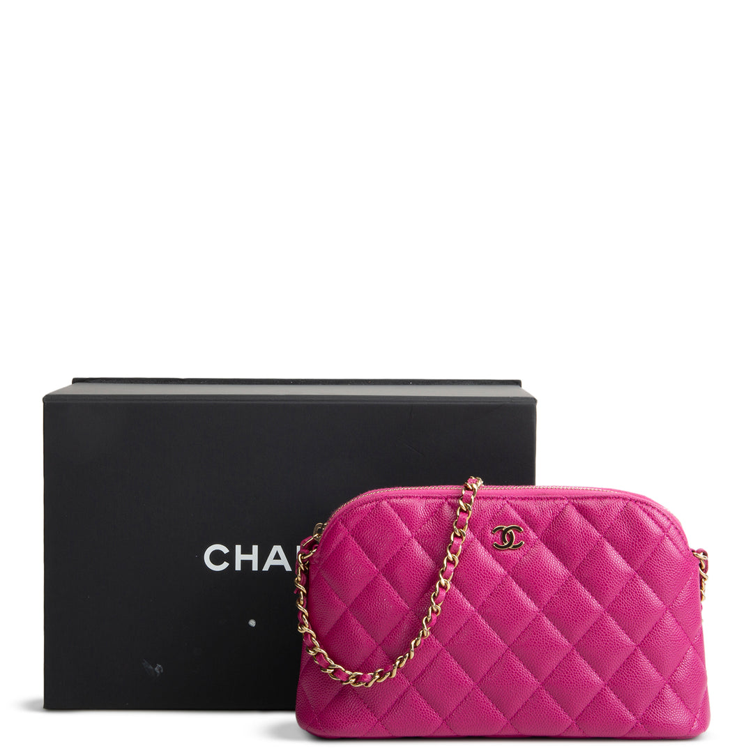 CHANEL Classic Clutch w/ Chain - Quilted Caviar - Pink
