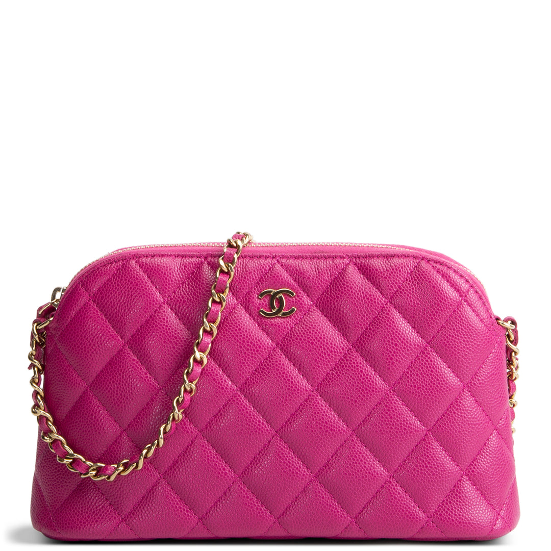 CHANEL Classic Clutch w/ Chain - Quilted Caviar - Pink