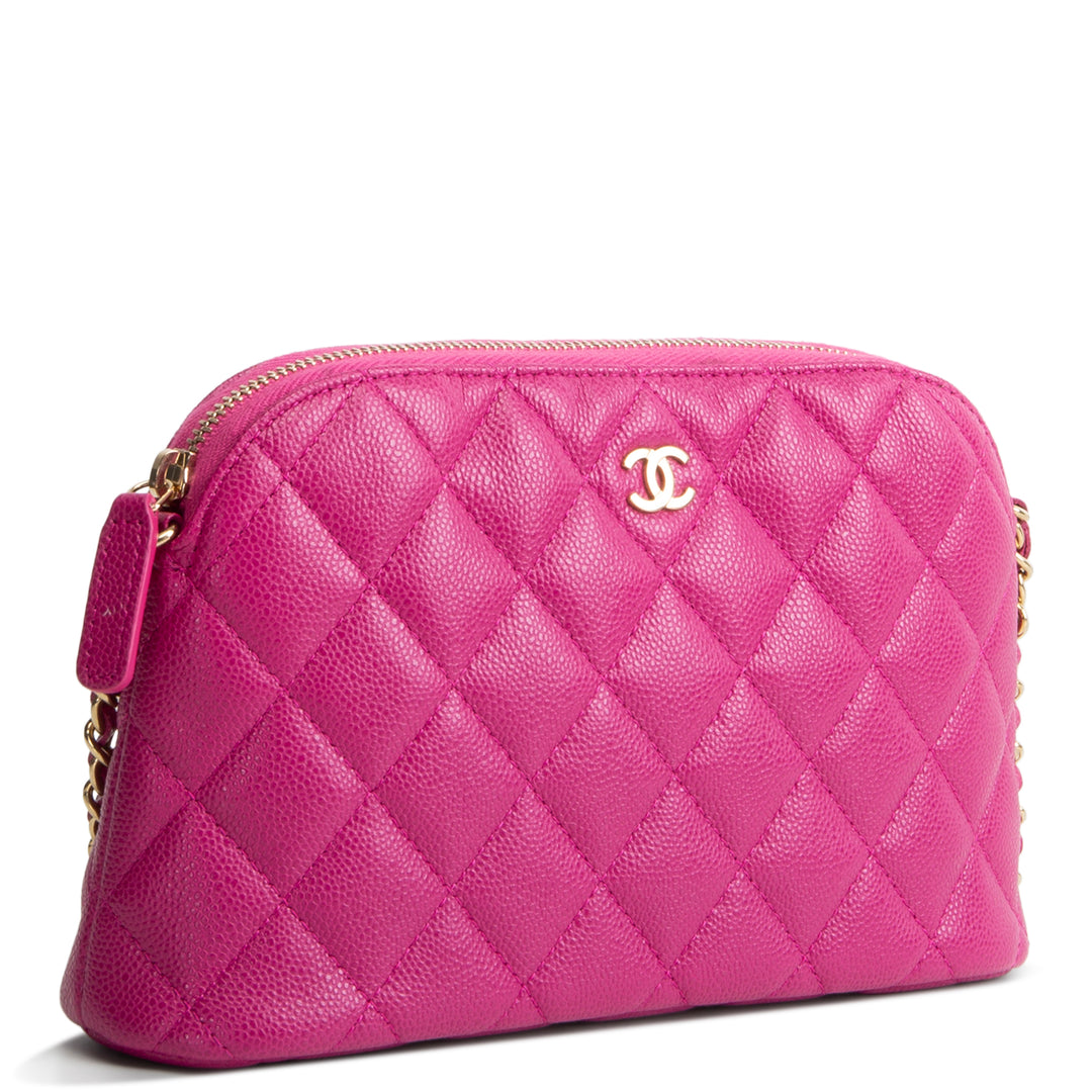 CHANEL Classic Clutch w/ Chain - Quilted Caviar - Pink