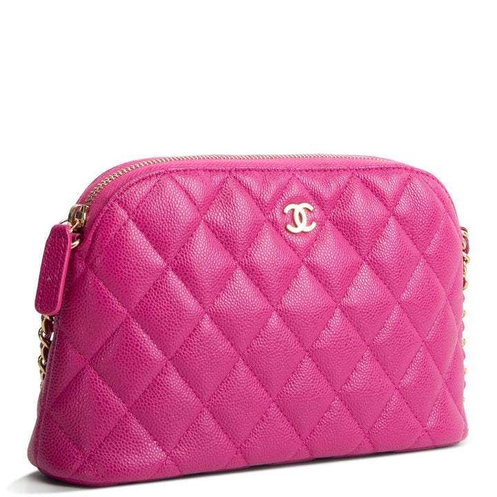 CHANEL Classic Clutch w/ Chain - Quilted Caviar - Pink