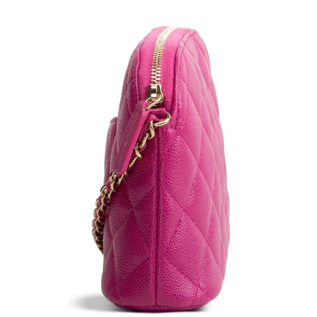 CHANEL Classic Clutch w/ Chain - Quilted Caviar - Pink