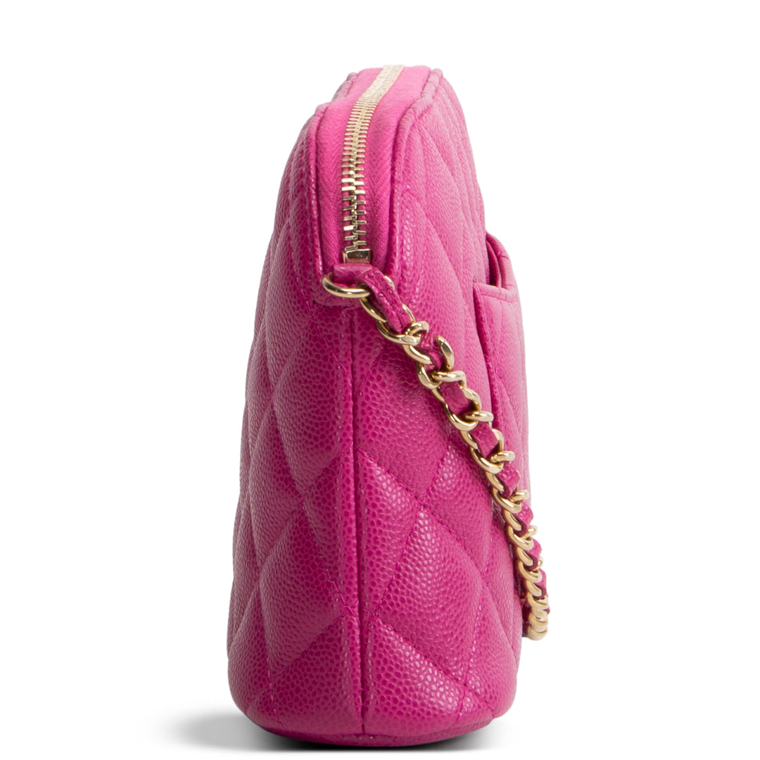 CHANEL Classic Clutch w/ Chain - Quilted Caviar - Pink