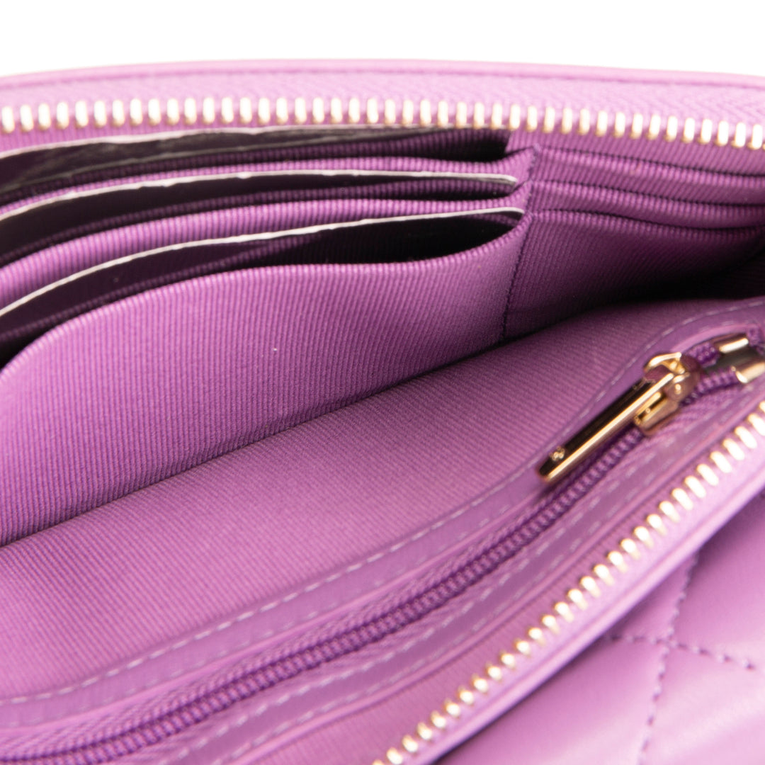 CHANEL Lambskin Quilted Flap Phone Holder - Purple