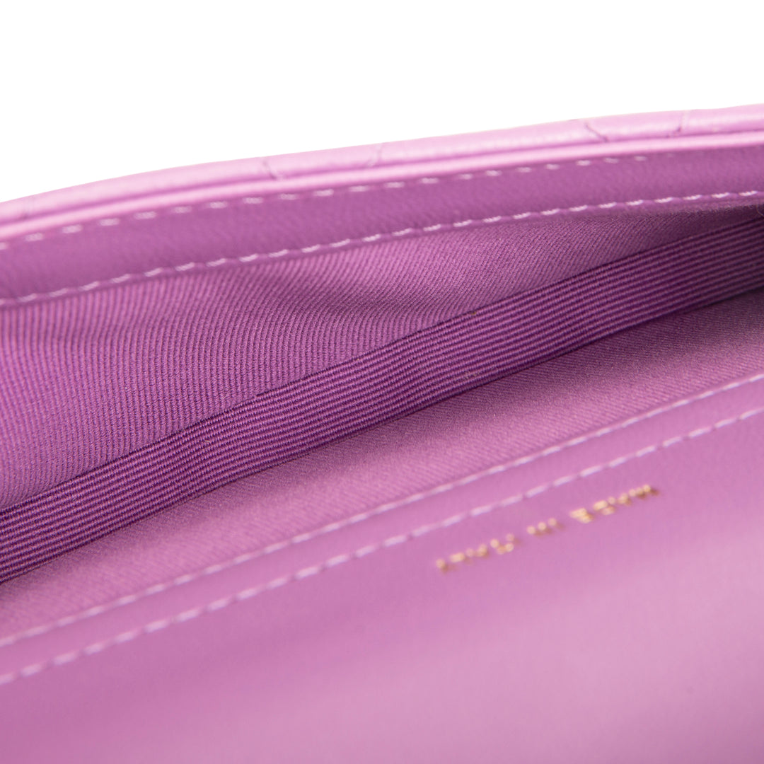 CHANEL Lambskin Quilted Flap Phone Holder - Purple