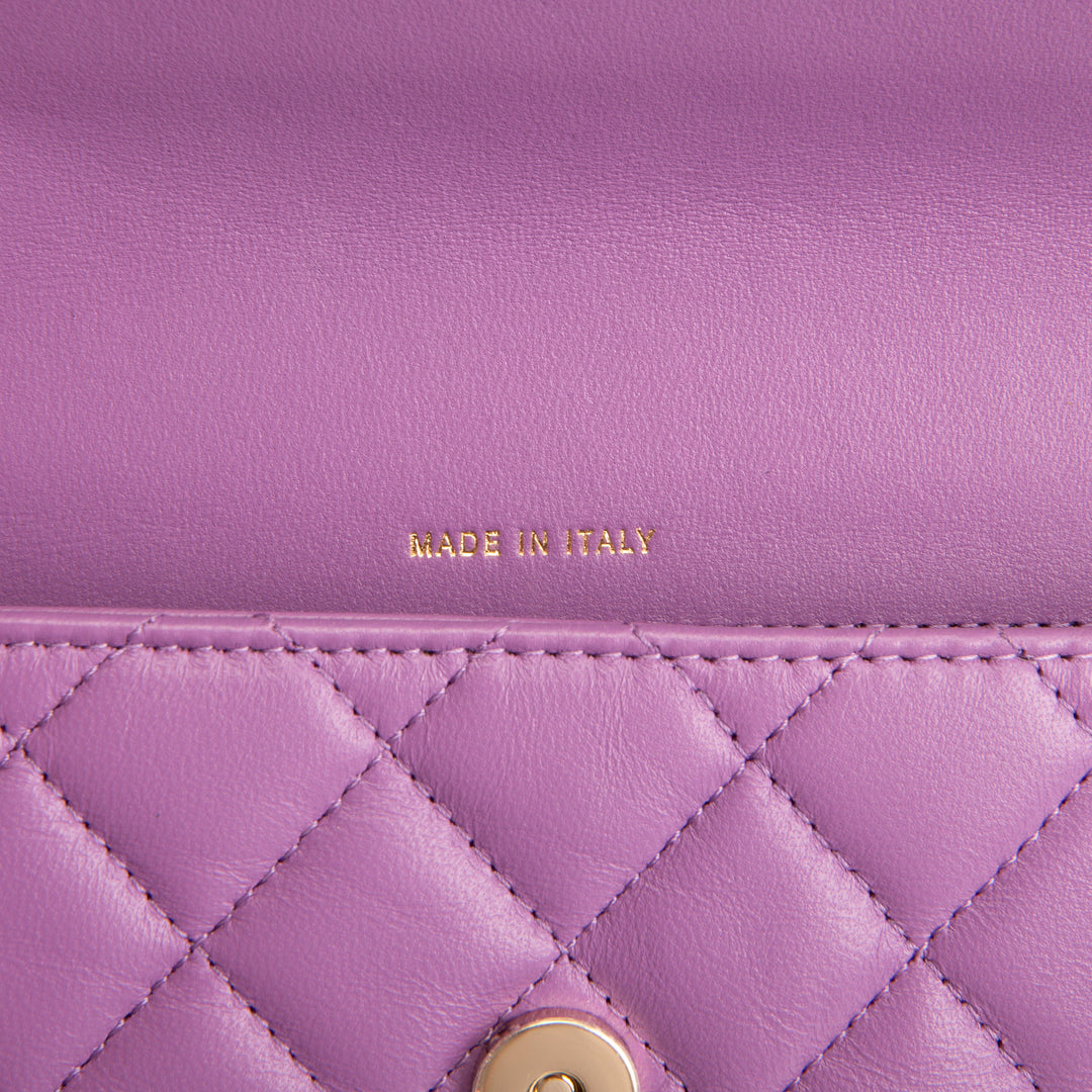 CHANEL Lambskin Quilted Flap Phone Holder - Purple