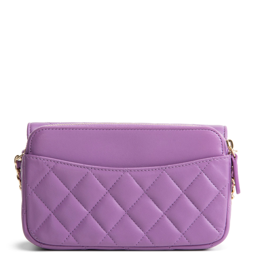 CHANEL Lambskin Quilted Flap Phone Holder - Purple