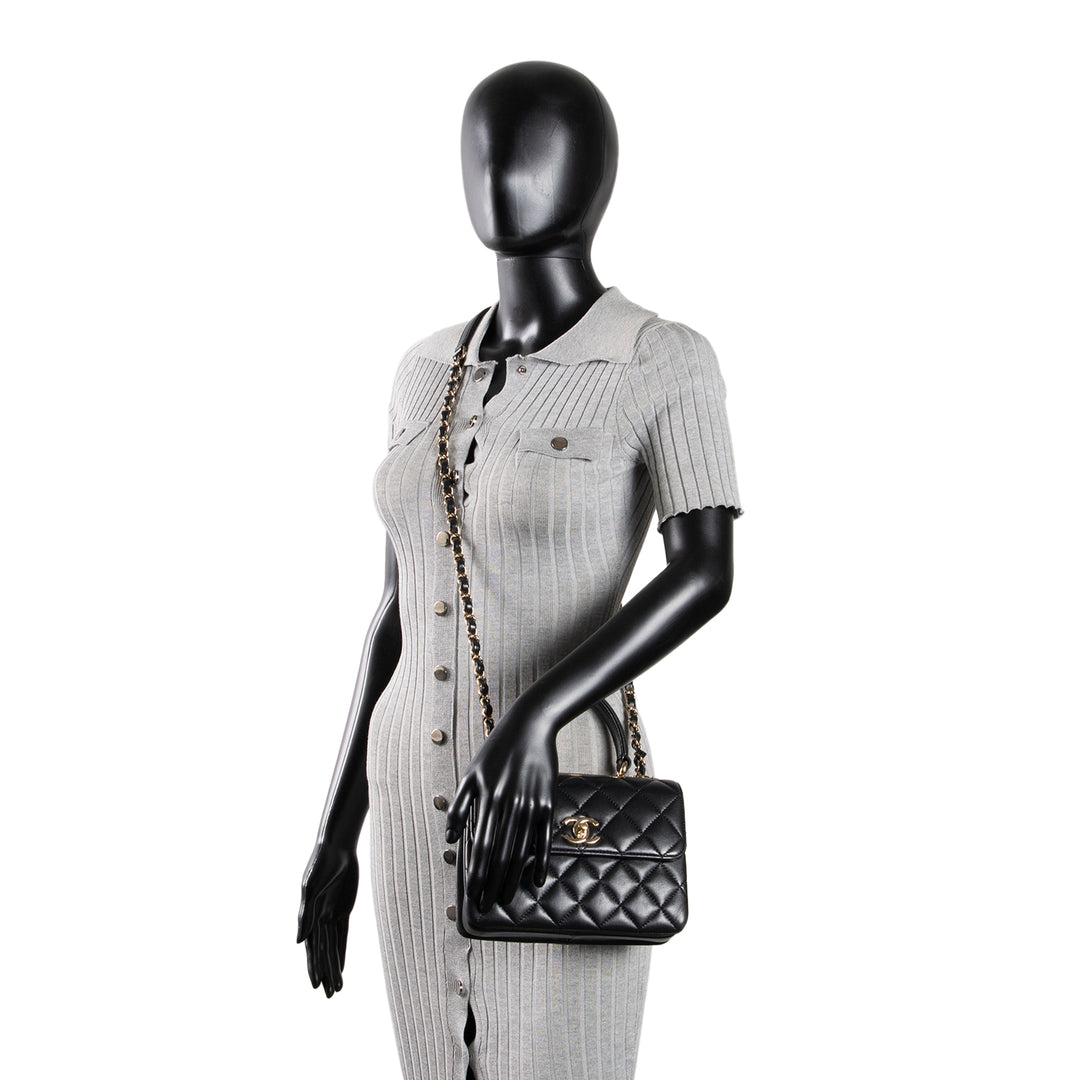 CHANEL Trendy CC Small Flap Top Handle - Black
