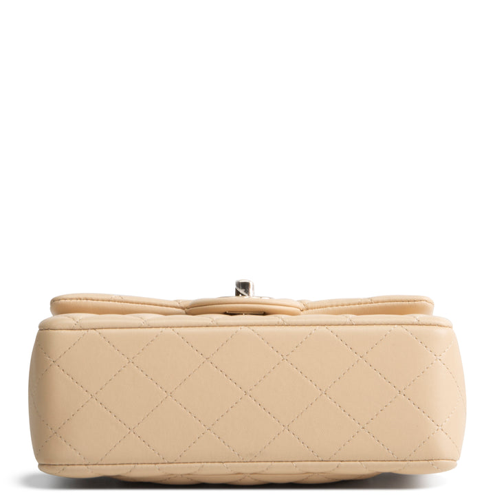 CHANEL Lambskin Top Handle Rectangular Single Flap - Beige