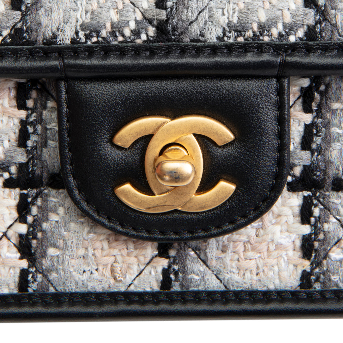 CHANEL Tweed Top Handle School Memory Flap Bag