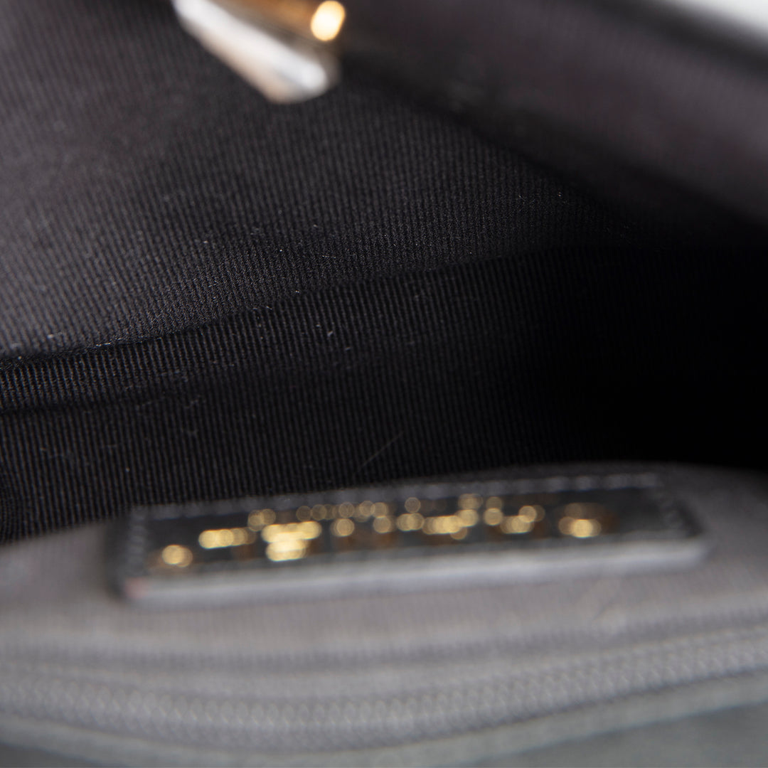 CHANEL Tweed Top Handle School Memory Flap Bag