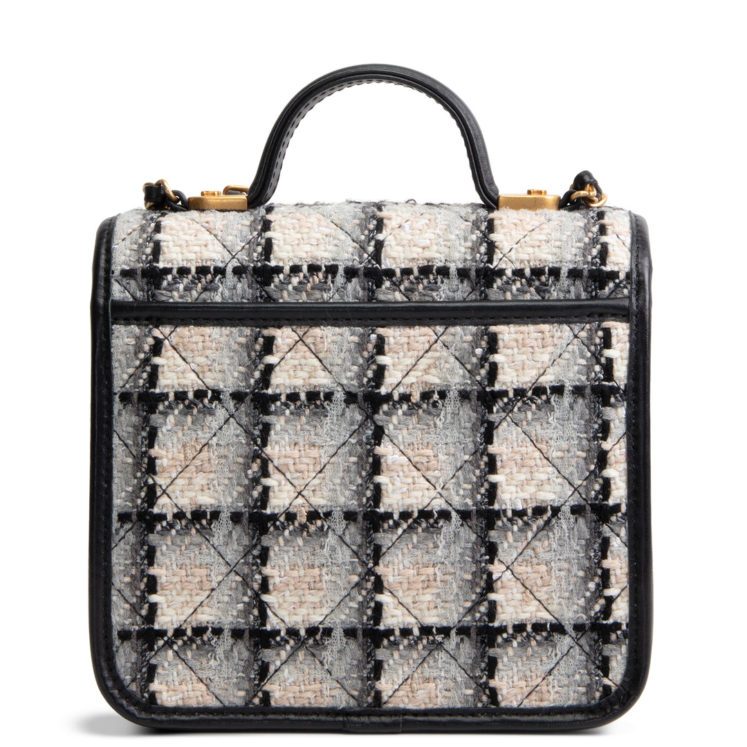 CHANEL Tweed Top Handle School Memory Flap Bag