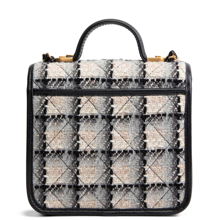 CHANEL Tweed Top Handle School Memory Flap Bag
