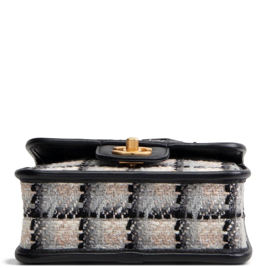CHANEL Tweed Top Handle School Memory Flap Bag