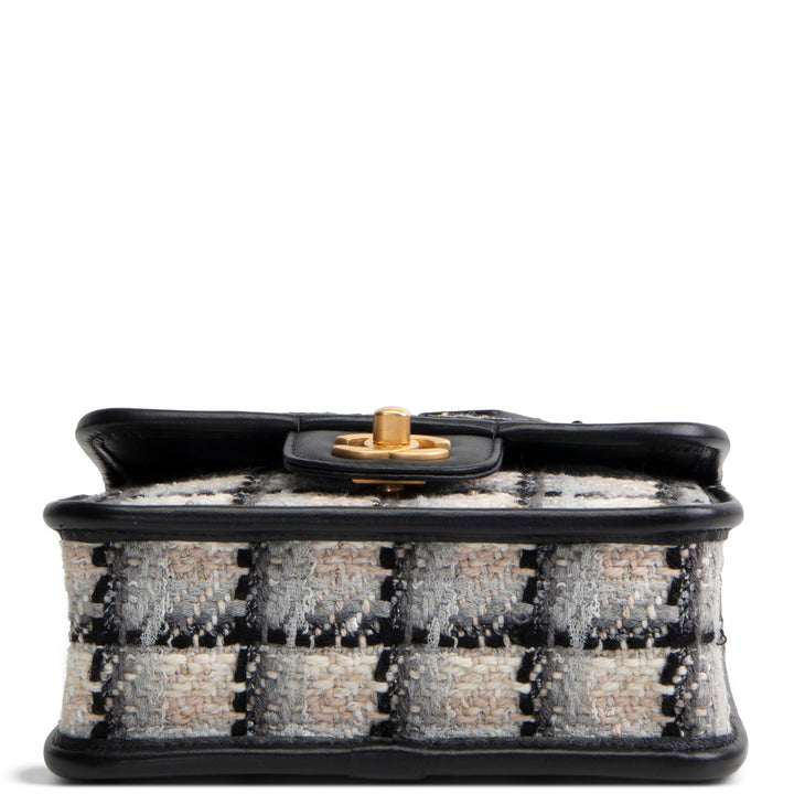 CHANEL Tweed Top Handle School Memory Flap Bag