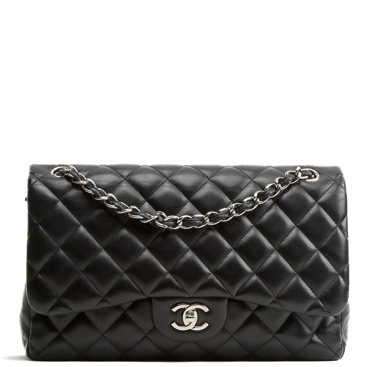 CHANEL Classic Jumbo Double Flap Lambskin Bag w/Silver