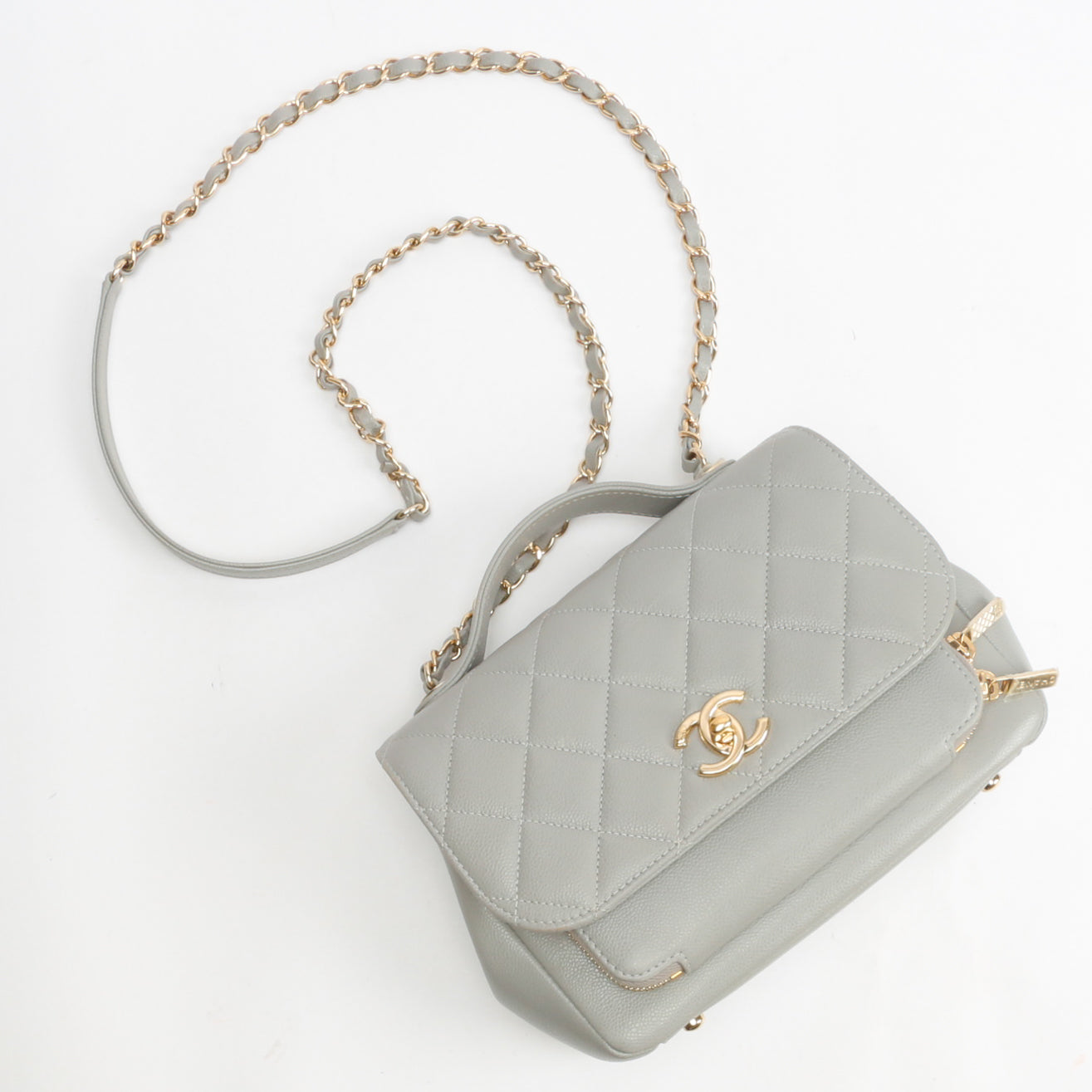 Chanel Small Business Affinity Flap Bag - Grey Shoulder Bags
