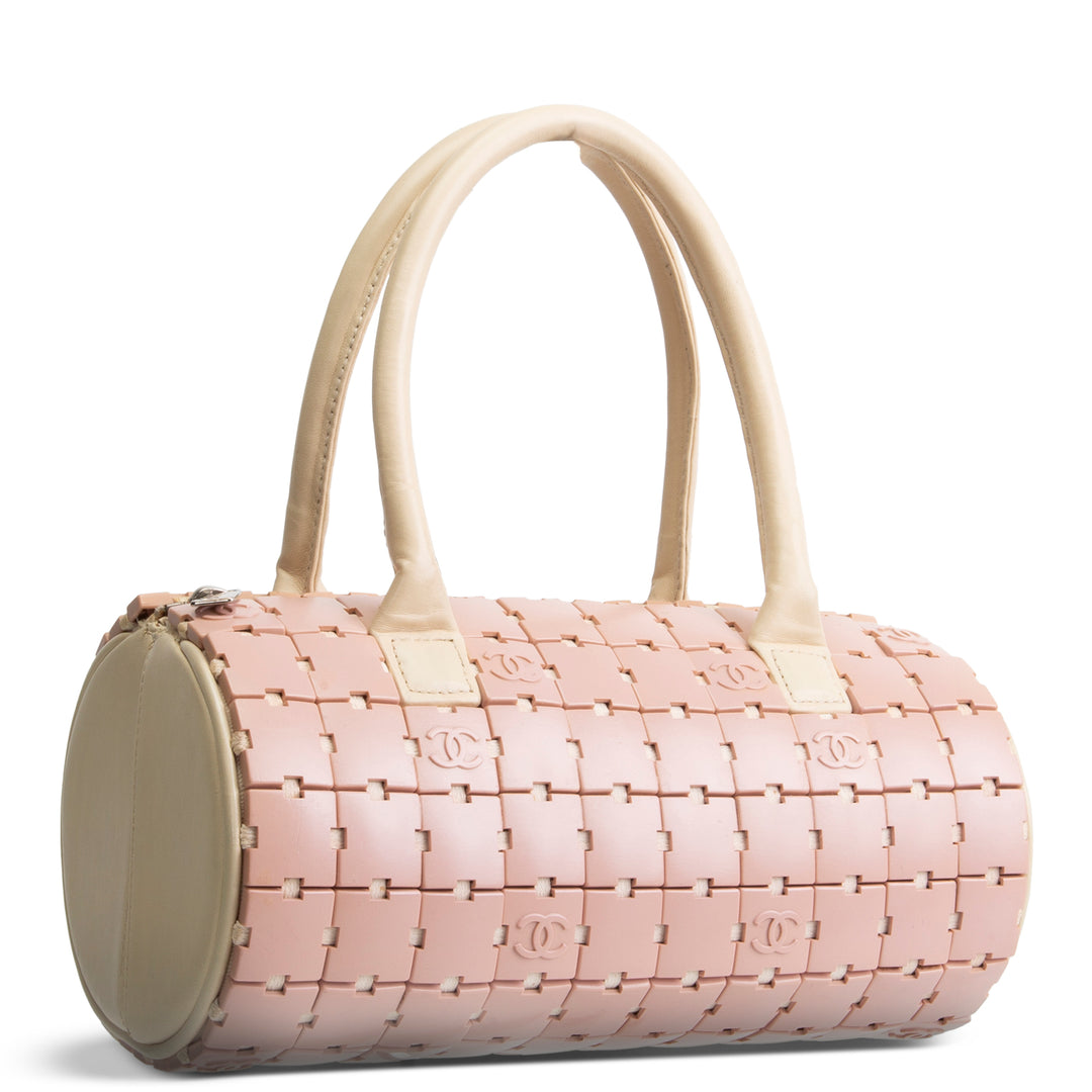 CHANEL Vintage Lucite Resin Tile Bowler Bag - Pink