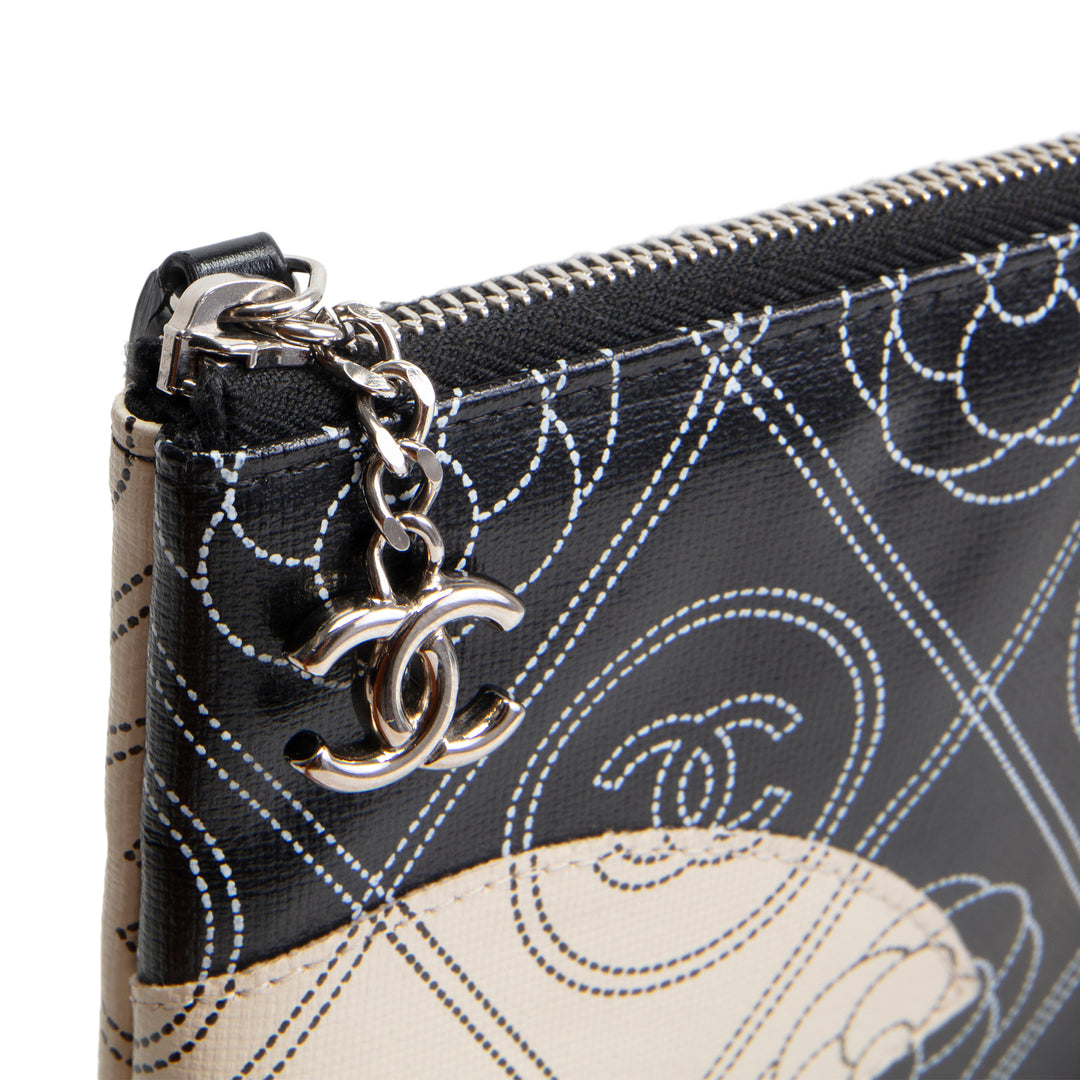 CHANEL Camellia Maxi Pouch - Black/Ivory