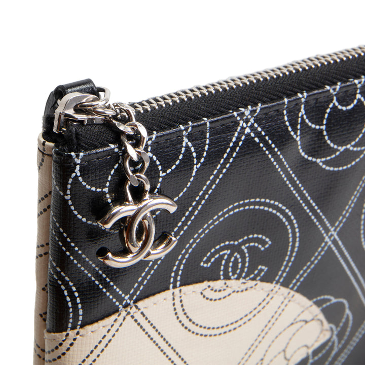 CHANEL Camellia Maxi Pouch - Black/Ivory