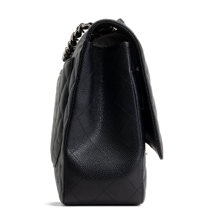 CHANEL Classic Caviar Double Flap Maxi Bag - Black