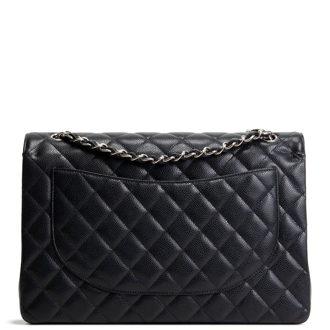CHANEL Classic Caviar Double Flap Maxi Bag - Black