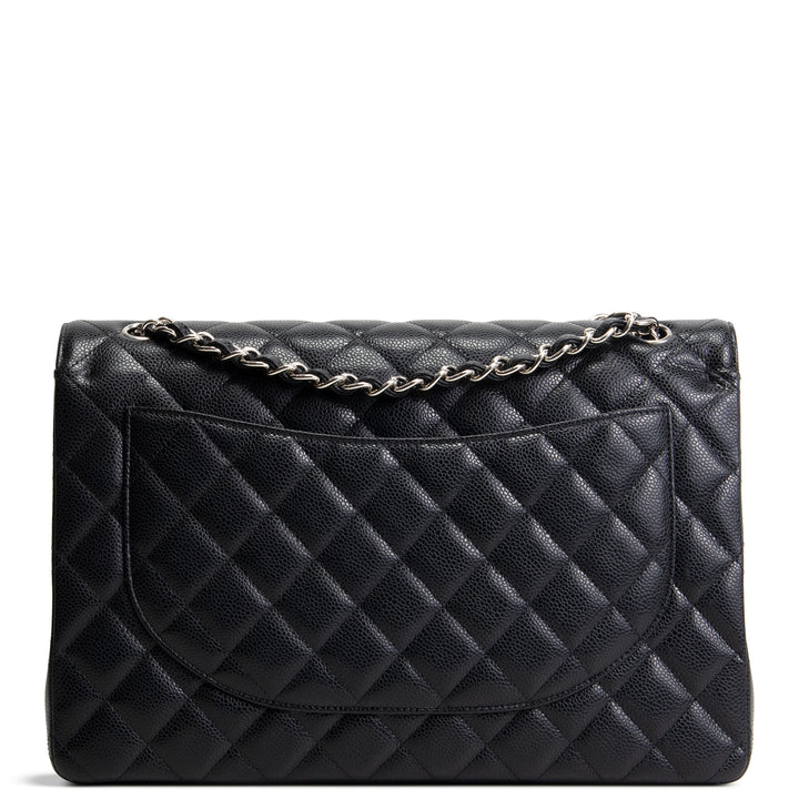 CHANEL Classic Caviar Double Flap Maxi Bag - Black