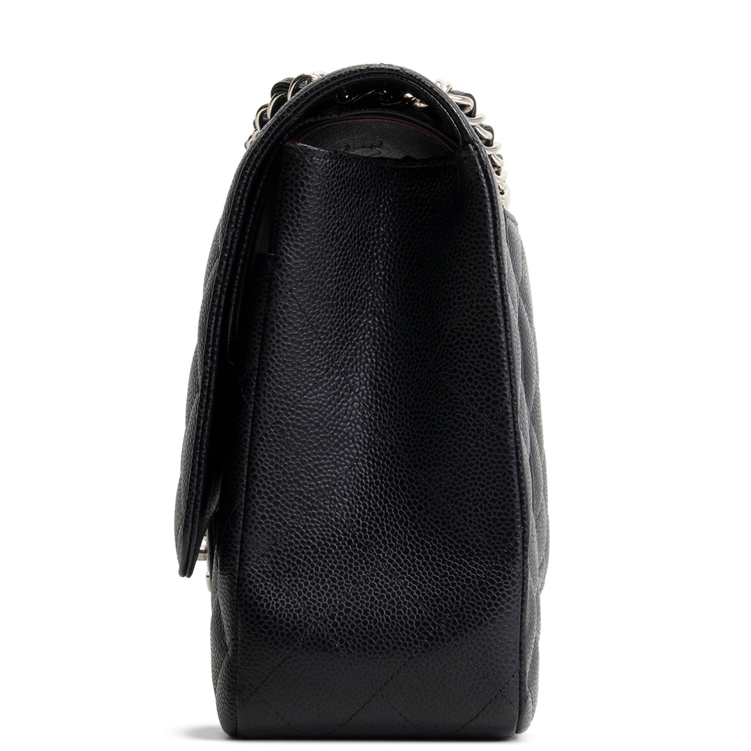 CHANEL Classic Caviar Double Flap Maxi Bag - Black