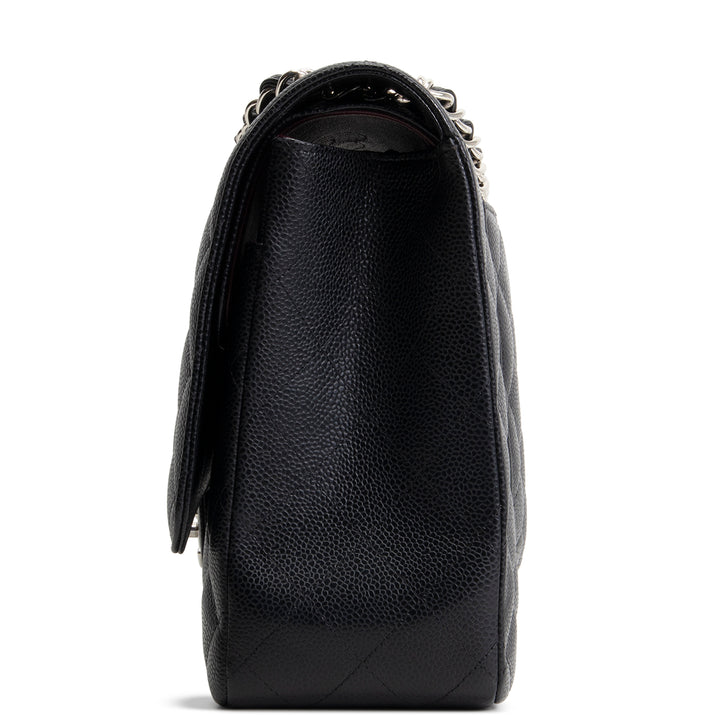CHANEL Classic Caviar Double Flap Maxi Bag - Black
