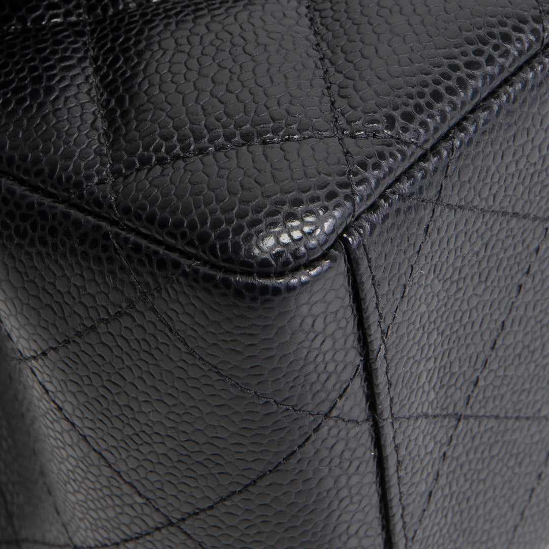 CHANEL Classic Caviar Double Flap Maxi Bag - Black