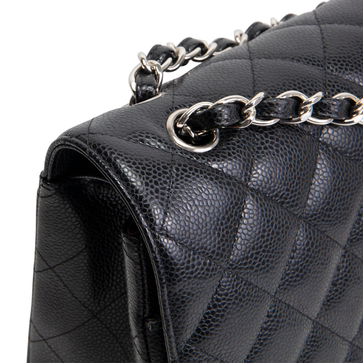 CHANEL Classic Caviar Double Flap Maxi Bag - Black
