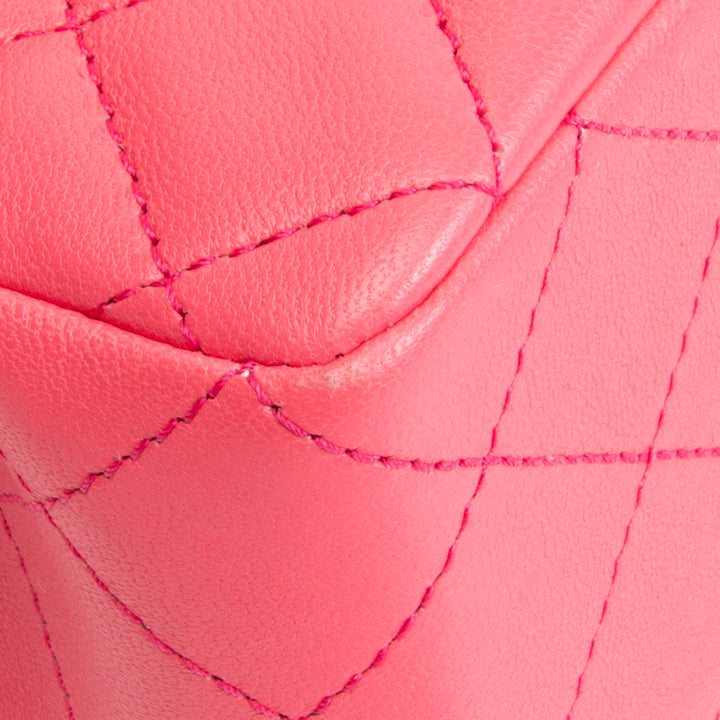 CHANEL Lambskin Pearl Crush Mini Flap Bag - Neon Pink