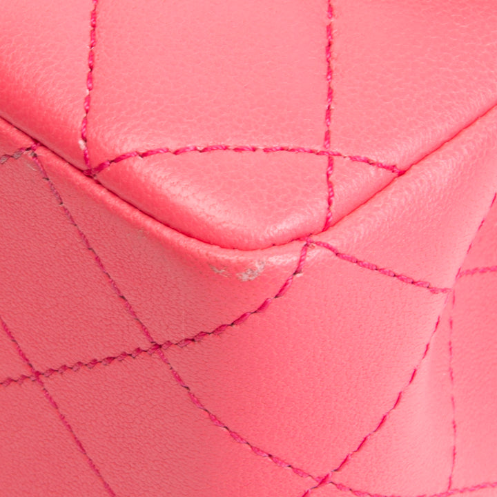 CHANEL Lambskin Pearl Crush Mini Flap Bag - Neon Pink