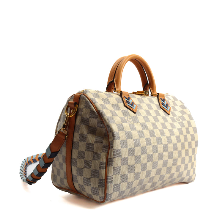 LOUIS VUITTON Damier Azur Braided Speedy Bandouliere 30 Blue