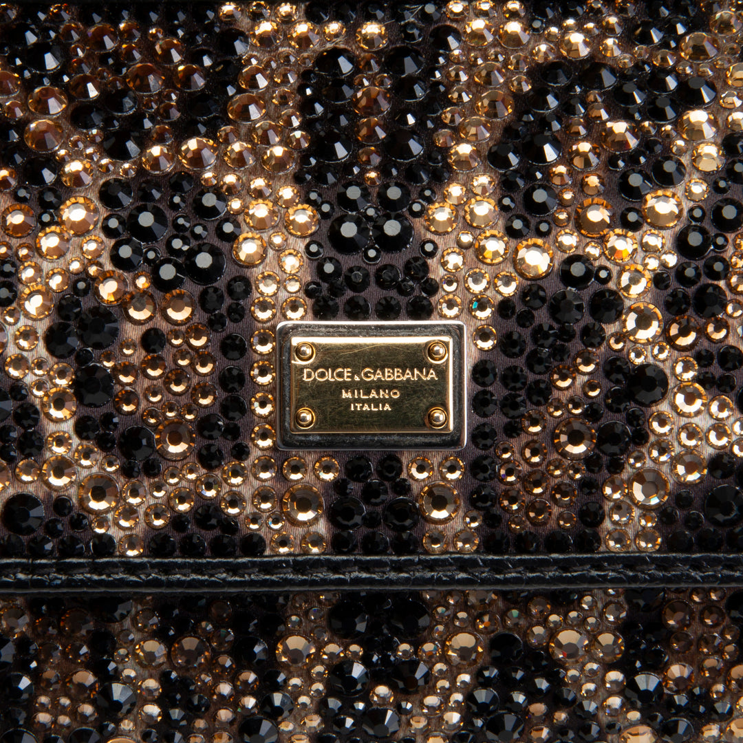DOLCE & GABBANA Crystal Embellished Leopard Super Mini Miss Sicily - Brown