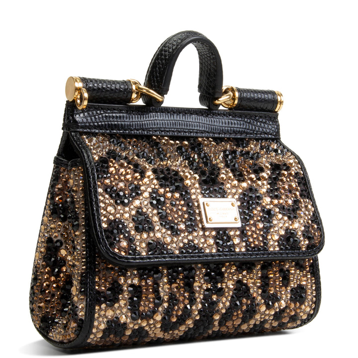 DOLCE & GABBANA Crystal Embellished Leopard Super Mini Miss Sicily - Brown