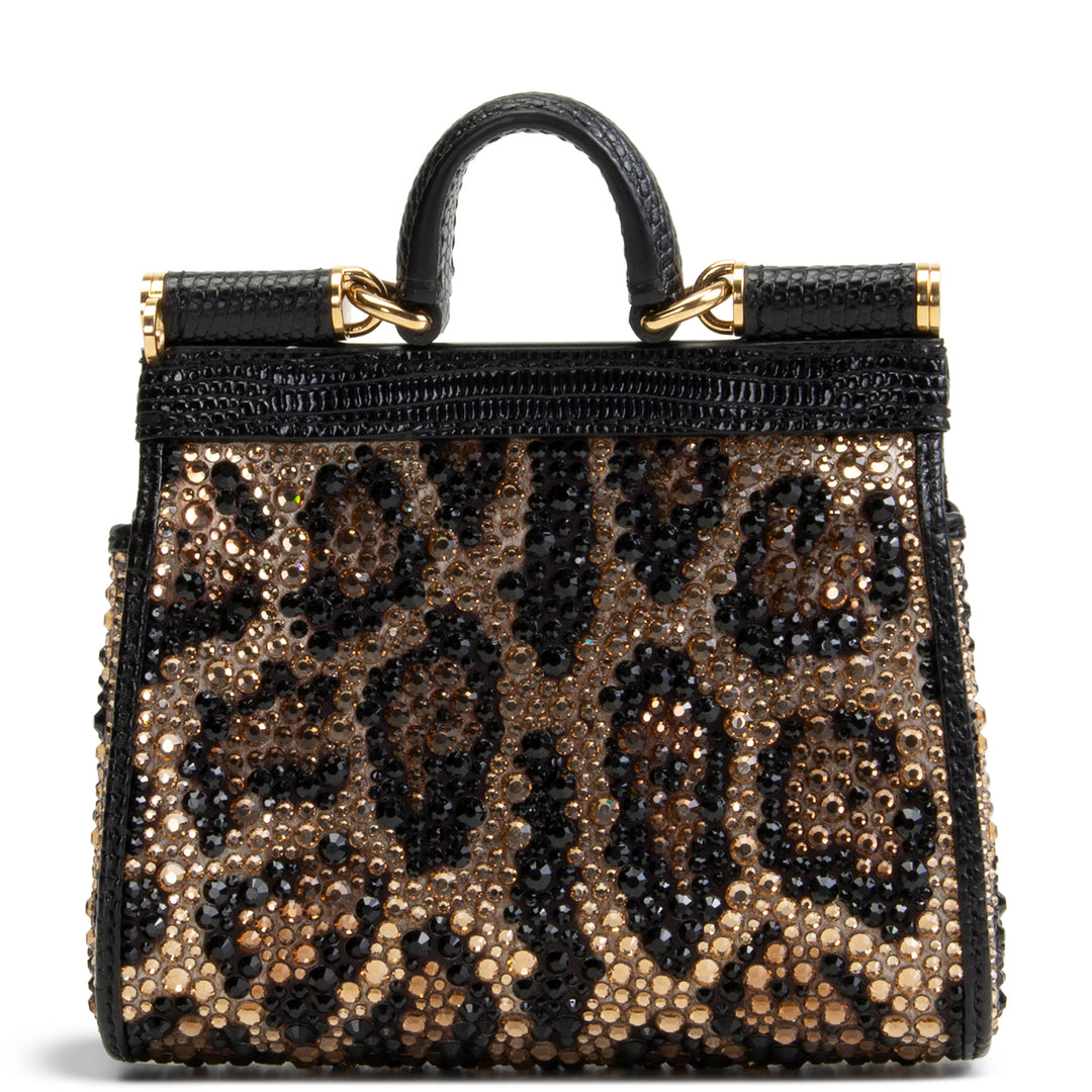 DOLCE & GABBANA Crystal Embellished Leopard Super Mini Miss Sicily - Brown