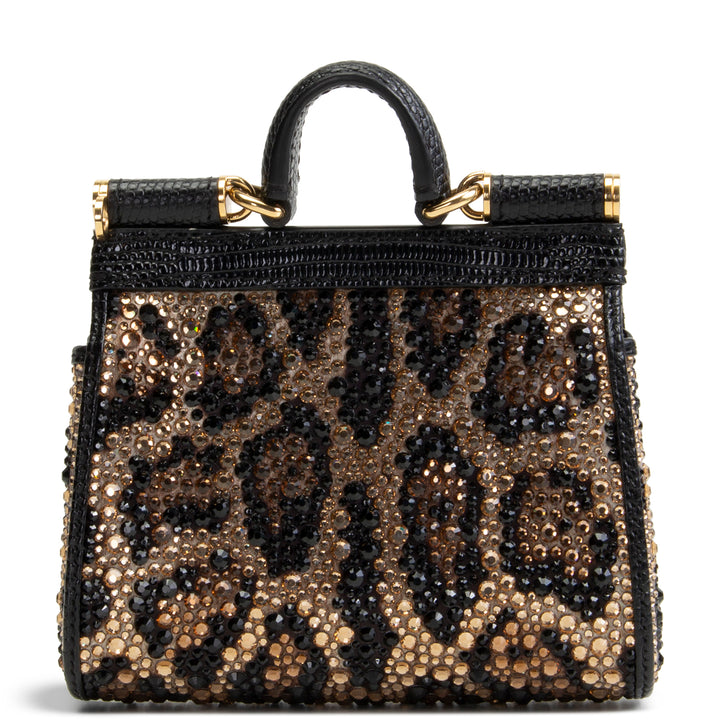 DOLCE & GABBANA Crystal Embellished Leopard Super Mini Miss Sicily - Brown