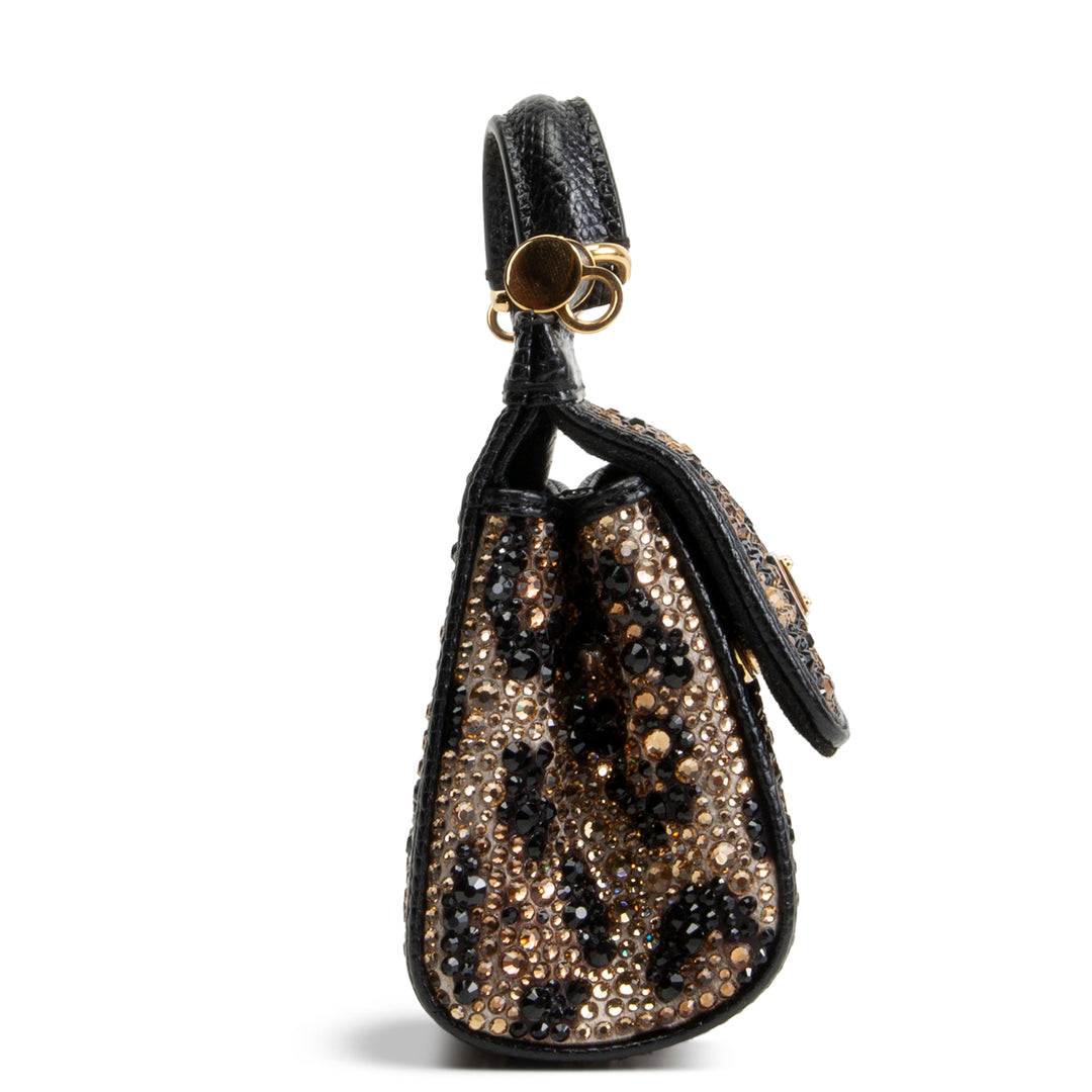 DOLCE & GABBANA Crystal Embellished Leopard Super Mini Miss Sicily - Brown