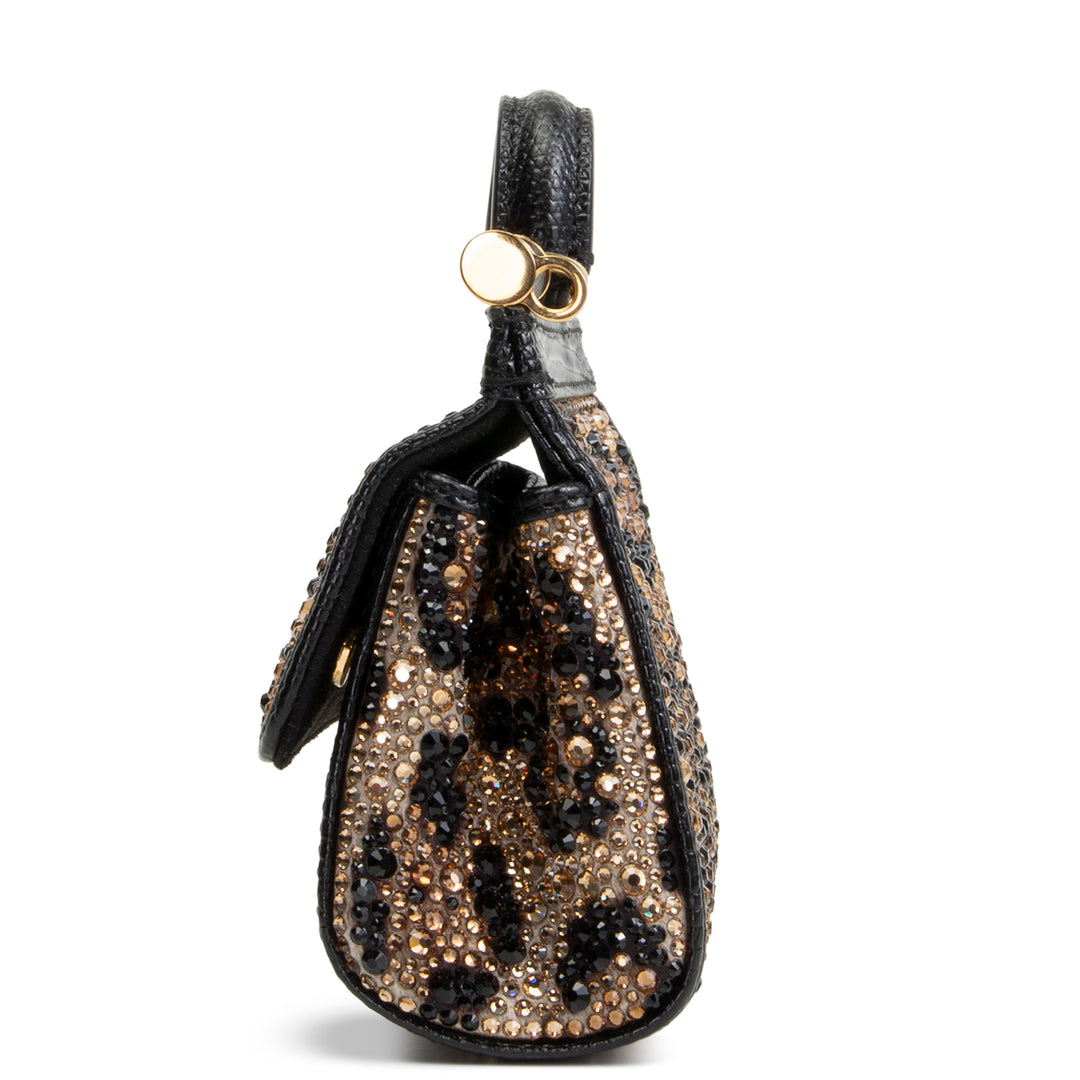 DOLCE & GABBANA Crystal Embellished Leopard Super Mini Miss Sicily - Brown