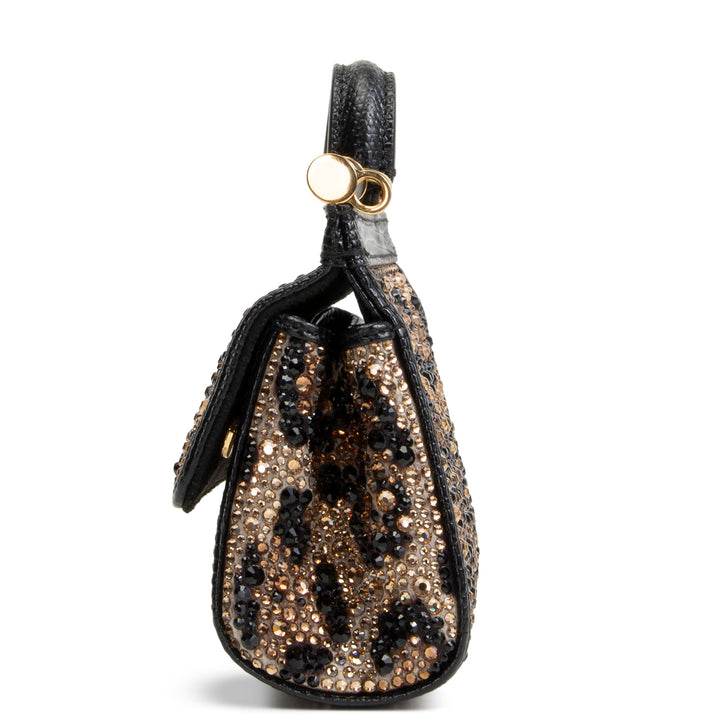 DOLCE & GABBANA Crystal Embellished Leopard Super Mini Miss Sicily - Brown