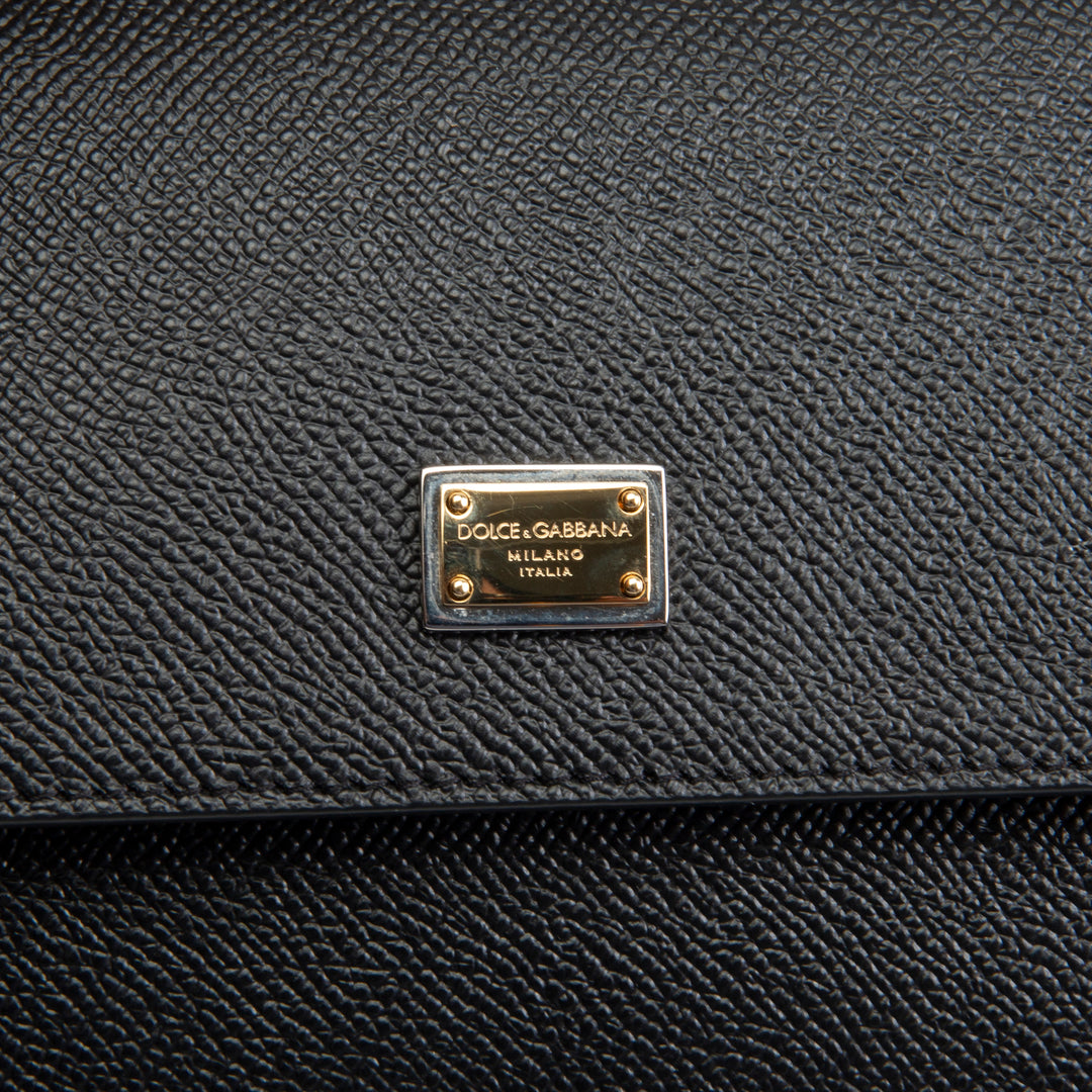 DOLCE & GABBANA Small Leather Sicily w/ Strap - Black