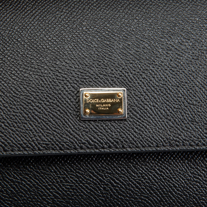 DOLCE & GABBANA Small Leather Sicily w/ Strap - Black