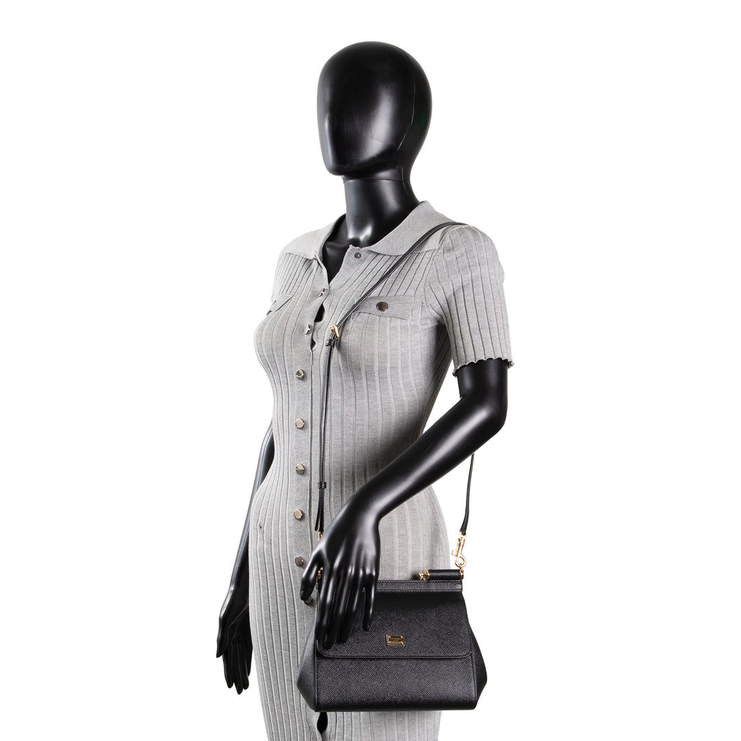 DOLCE & GABBANA Small Leather Sicily w/ Strap - Black