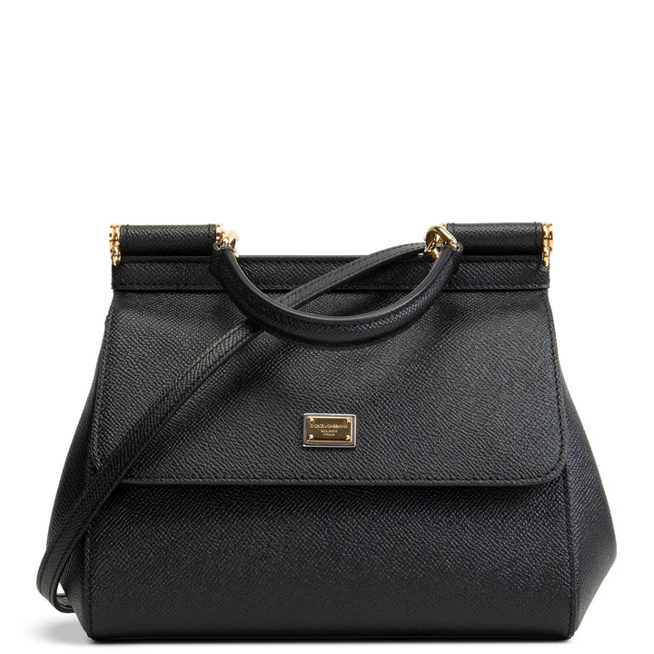 DOLCE & GABBANA Small Leather Sicily w/ Strap - Black