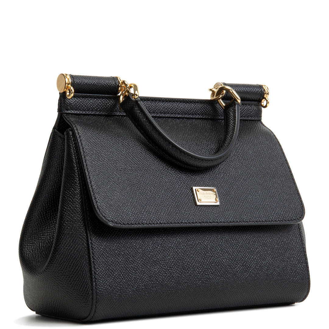 DOLCE & GABBANA Small Leather Sicily w/ Strap - Black