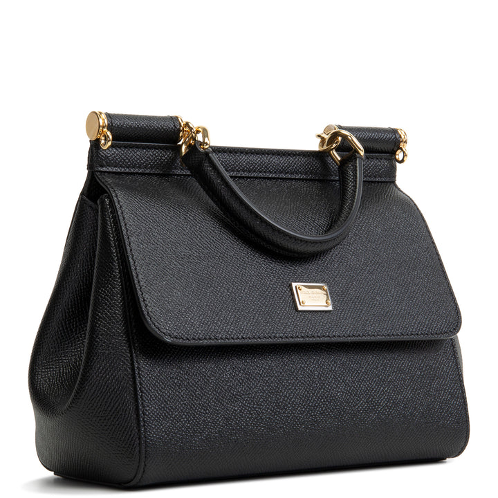 DOLCE & GABBANA Small Leather Sicily w/ Strap - Black