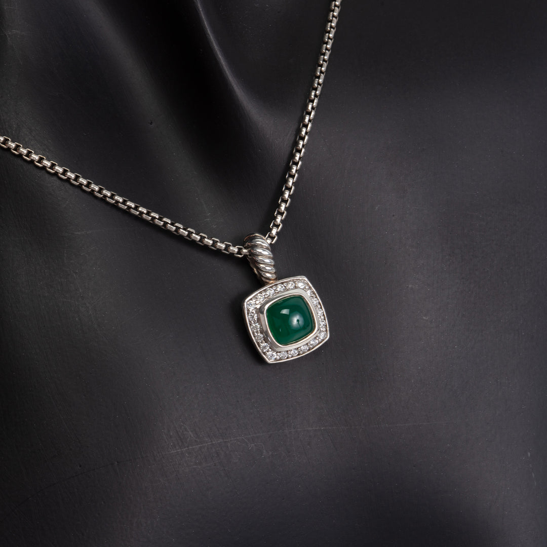 DAVID YURMAN Green Onyx & Diamond Petite Albion Pendant Necklace