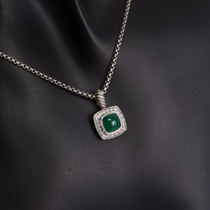 DAVID YURMAN Green Onyx & Diamond Petite Albion Pendant Necklace