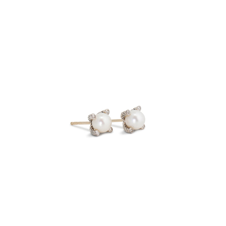 DAVID YURMAN Pearl & Diamond Stud Earrings - Pair
